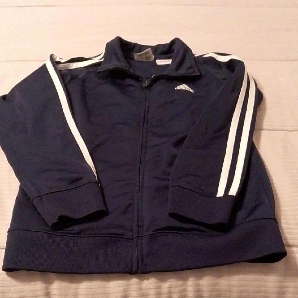 Boy's Adidas Navy Jacket with White Accents Light Weight.